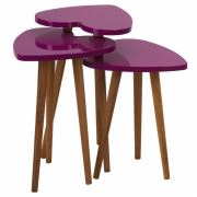 Zigzag Kalp 3'lü Zigon Sehpa 34 cm - Fuşya-Fuşya-Fuşya