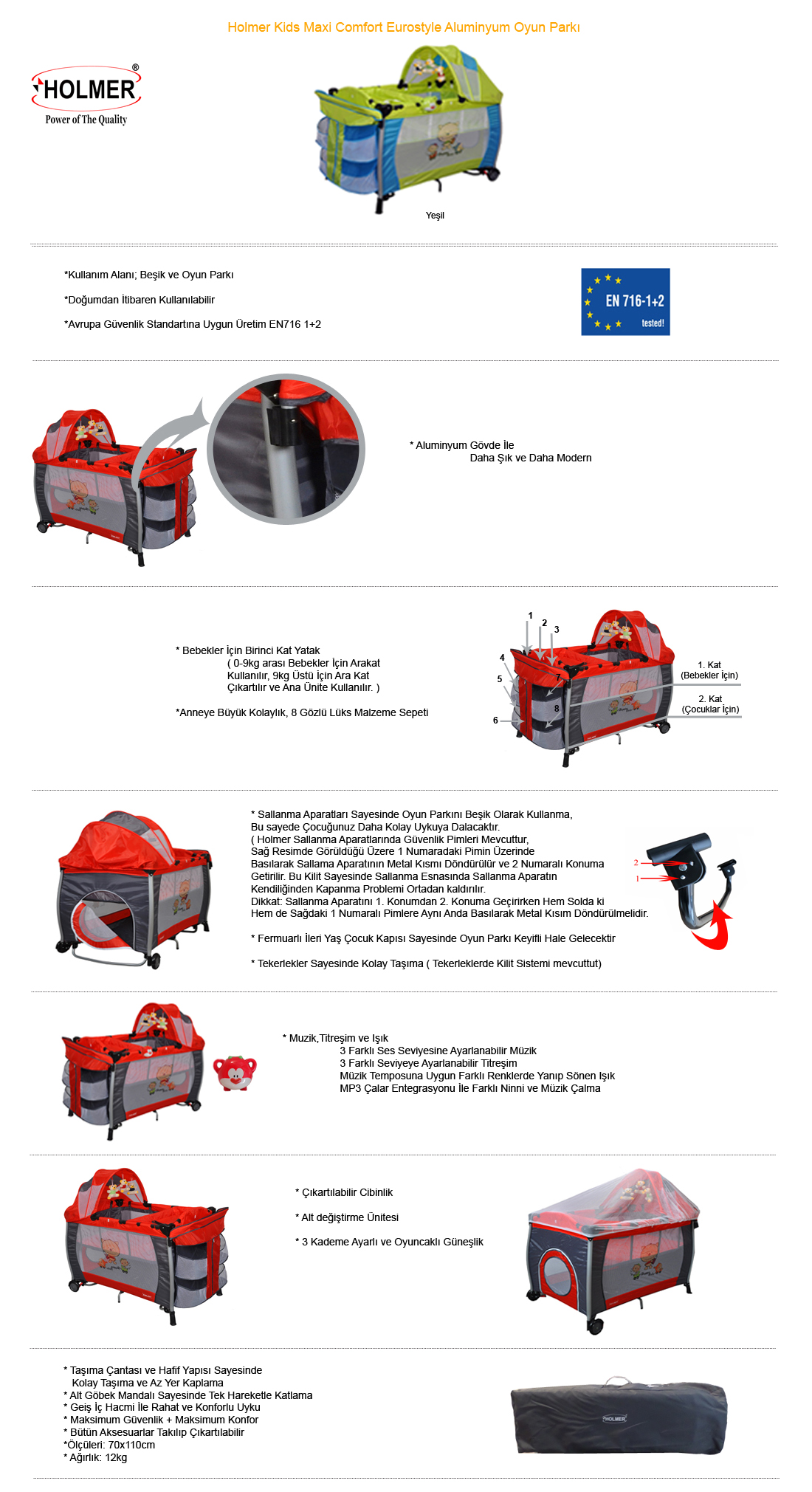 Holmer Kids Maxi Comfort Eurostyle Aluminyum Oyun Parkı ve