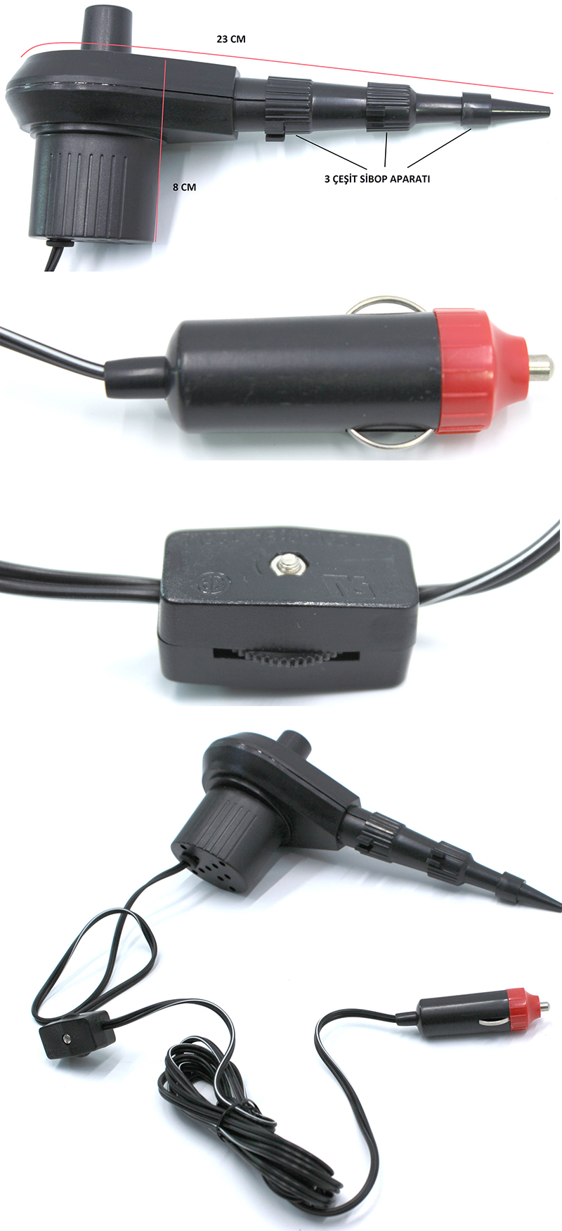 MasterCare 3 Değişik Uçlu Bot Top Yatak Şişirme Kompresörü 422588 Tekzen