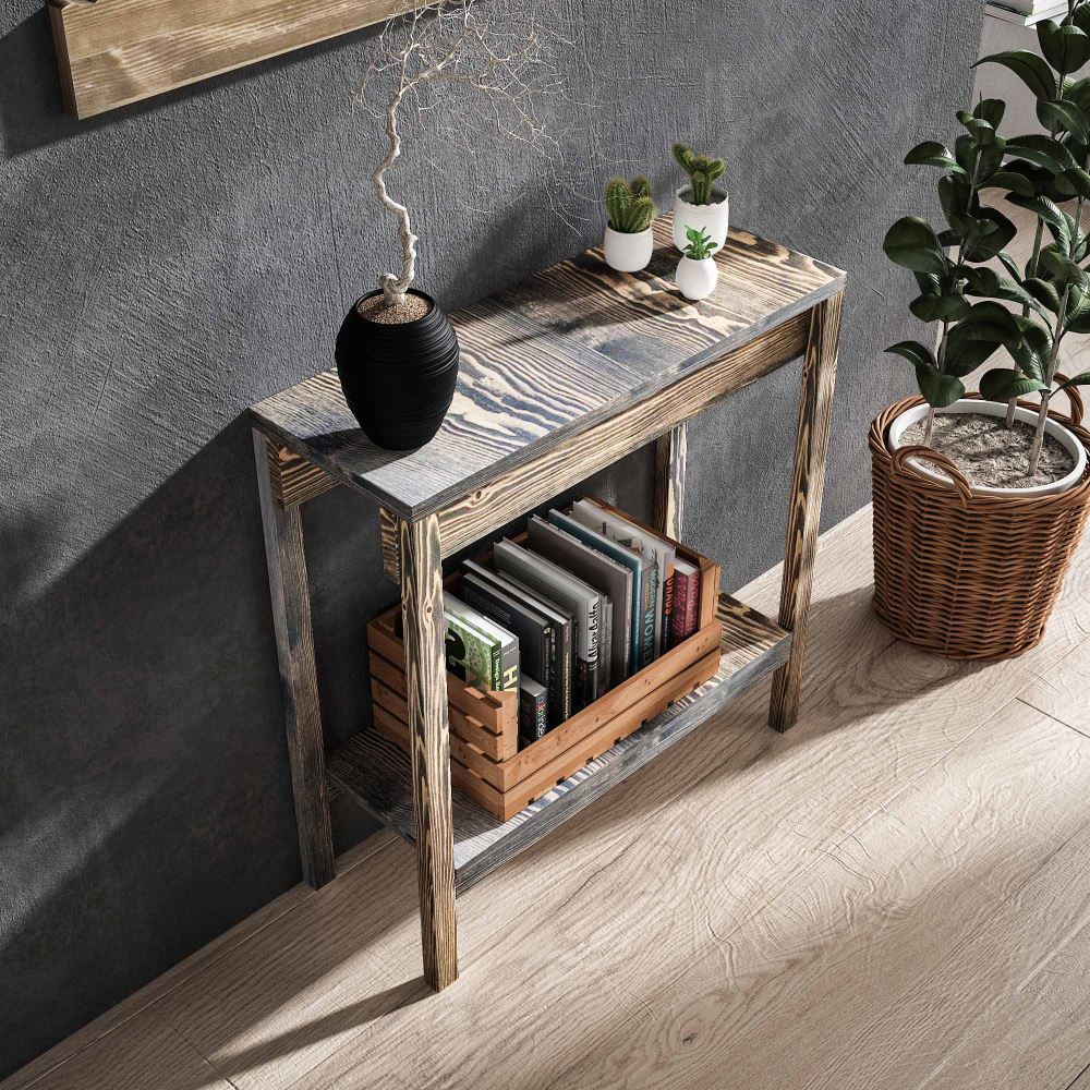 Woodesk Masif Ağaç Meşe Rengi 80x30 cm Dresuar Venge Renk Tekzen