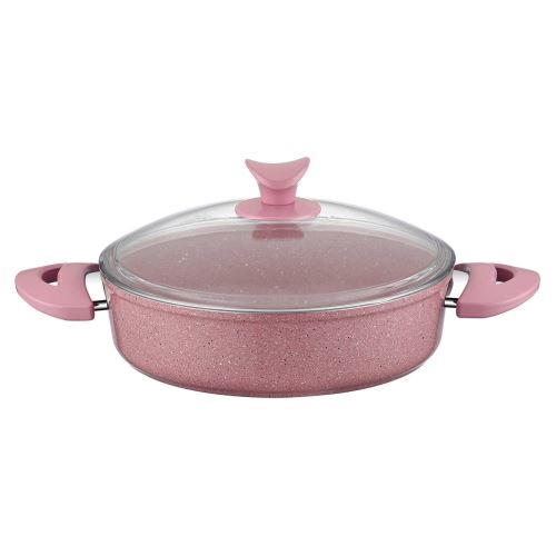 Aksu Extra Granit Karnıyarık Tencere 28 cm Pembe Tekzen
