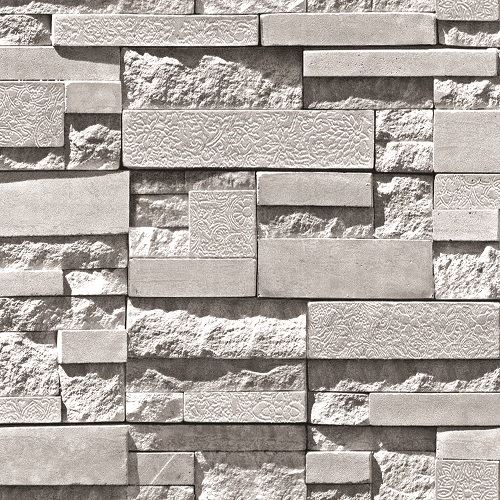 Armada Decowall 3 Boyutlu Gri Renkli Taş Desenli Düz Duvar Kağıdı 16,5