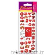 Sticker Türk Bayrağı Epoxy Gümüş-TR-003