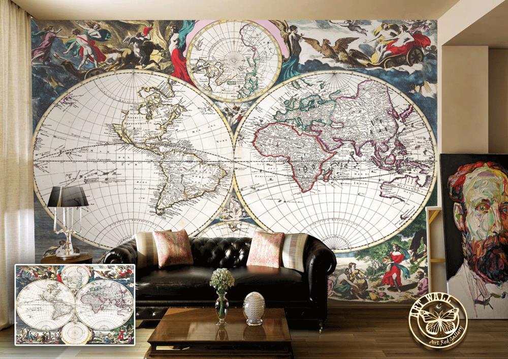 ArtWall Yapışkanlı Harita Resimli Duvar Kağıdı 180x120 cm Tekzen ArtWall Yapışkanlı Harita Resimli Duvar Kağıdı 180x120 cm Tekzen