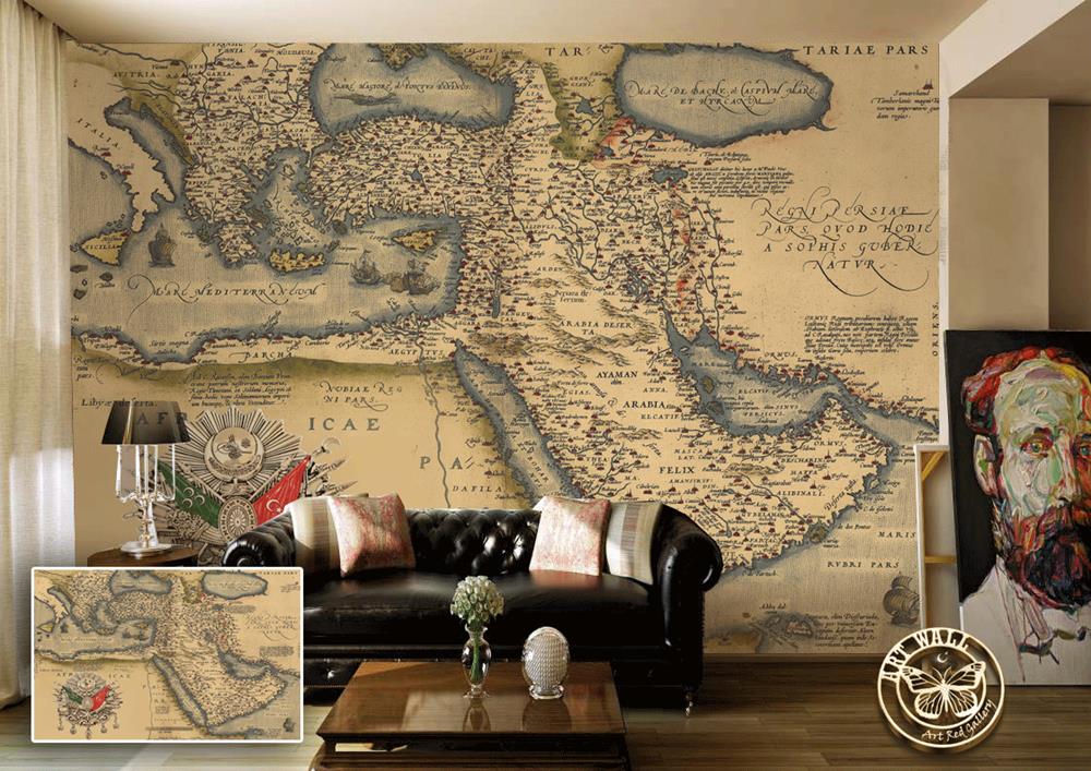 ArtWall Yapışkanlı Harita Resimli Duvar Kağıdı 200x140 cm Tekzen