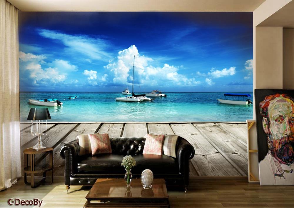 2019 ArtWall Yapışkanlı SuDeniz Resimli Duvar Kağıdı 180x120 cm Tekzen