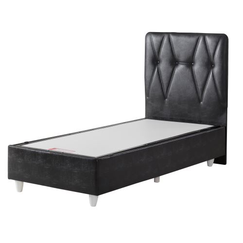 Belletto Tek Kişilik Sandıklı Siyah Deri Baza ve Başlık