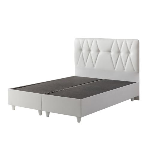 Belletto Cift Kisilik Sandikli Beyaz Deri Baza Ve Beyaz Deri Baslik Ve Star Soft Yatak 140x190 Tekzen