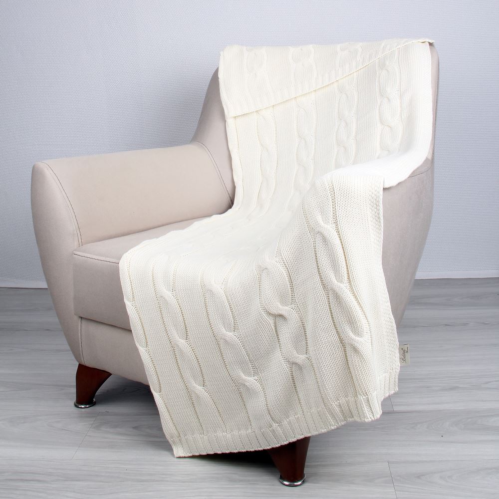 Betires Home Ekru Örgü Koltuk Şalı 130x170 cm Tp14022 Ekru Tekzen