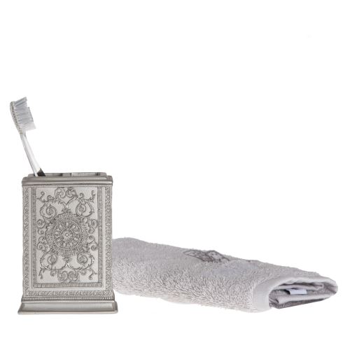 Bosphorus Dekoratif İşlemeli Gümüş Poliresin Diş Fırçalık