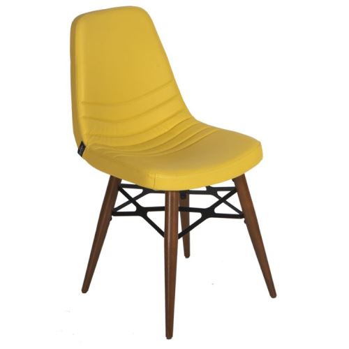 Bürotrend Candy Sandalye Ahşap Ayak Sarı Tekzen