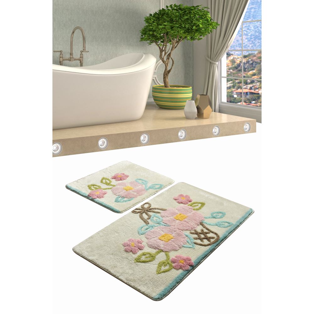 Chilai Home Bahçe Ekru 2'li Set Banyo Paspası 60x100 ...