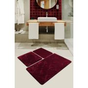 Chilai Home Infinitiy Vişne 3'lü Set Banyo Halısı 60x100/50x60/40x60 cm