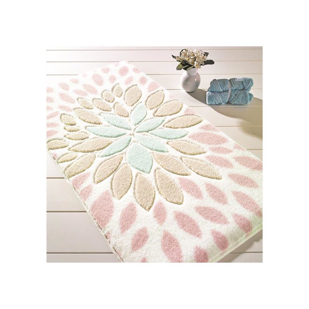 Confetti Essence Pudra Pembe Oymalı Banyo Takımı 57x100 55x57 Tekzen