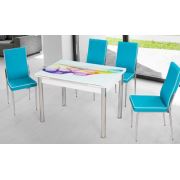 Enzi Hasırlı Sandalye Mavi Beyaz Suni Deri 625 42x40x50 cm