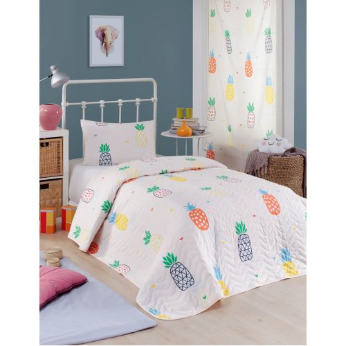 eponj home kapitone yatak ortusu seti tek kisilik joke ananas krem tekzen