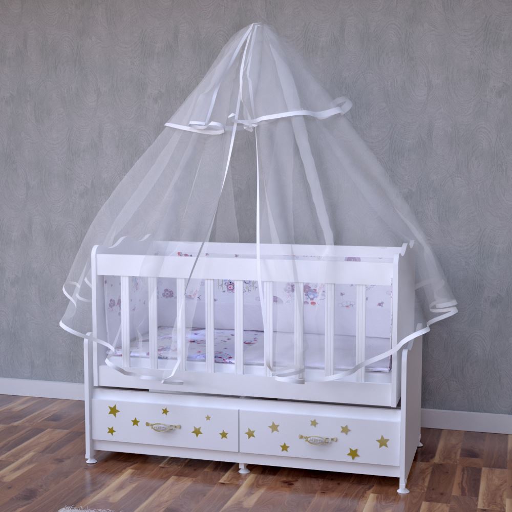 Garaj Home Elegant Altın Yıldızlı Beşik + Yatak + Uyku