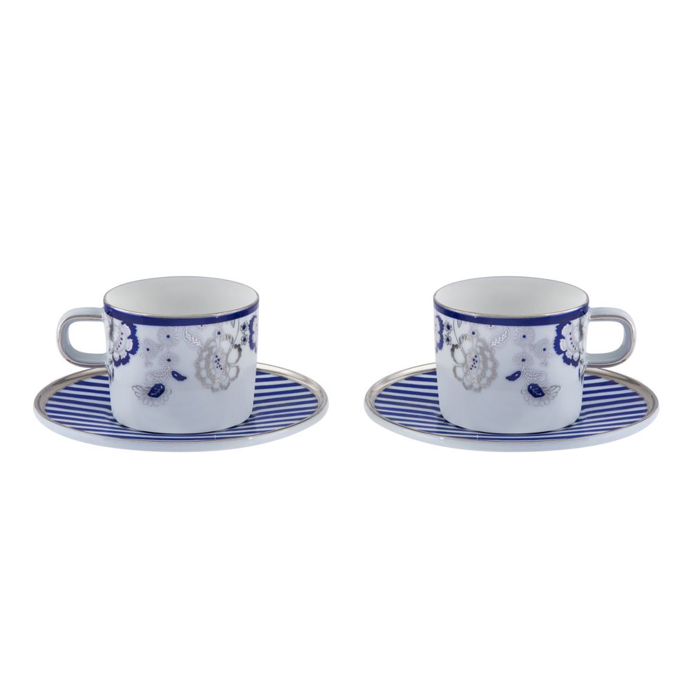 Güral Porselen El Dekoru 2 Kişilik Türk Kahvesi Takımı Blue Flowers
