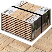 Interbuild Gerçek Tik Klasik Kilitli Karo Deck Yüzeyi İşlenmemiş 30×30 cm (10'luk Paket) 12 Çıtalı