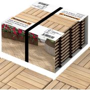Interbuild Gerçek Tik Klasik Kilitli Karo Deck Yüzeyi İşlenmemiş 30×30 cm (10'luk Paket) 20 Çıtalı