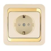 Makel Mimoza Çocuk Korumalı Topraklı Priz - M12258 Krem Gold