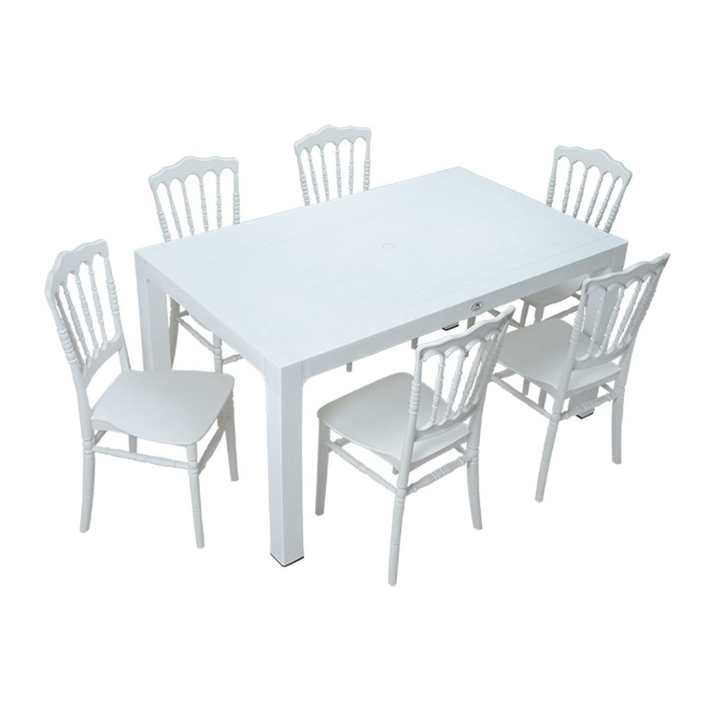 Mandella Wood 90x150 Silver Sandalye Napolyon Set Beyaz