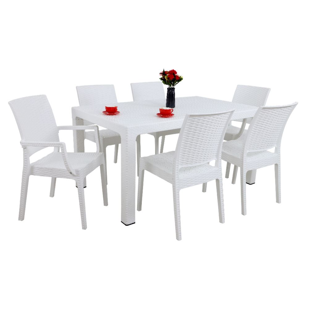 Mandella Elit 2 Elit Koltuk 4 Elit Sandalye Masa Takımı 90x150 cm Beyaz