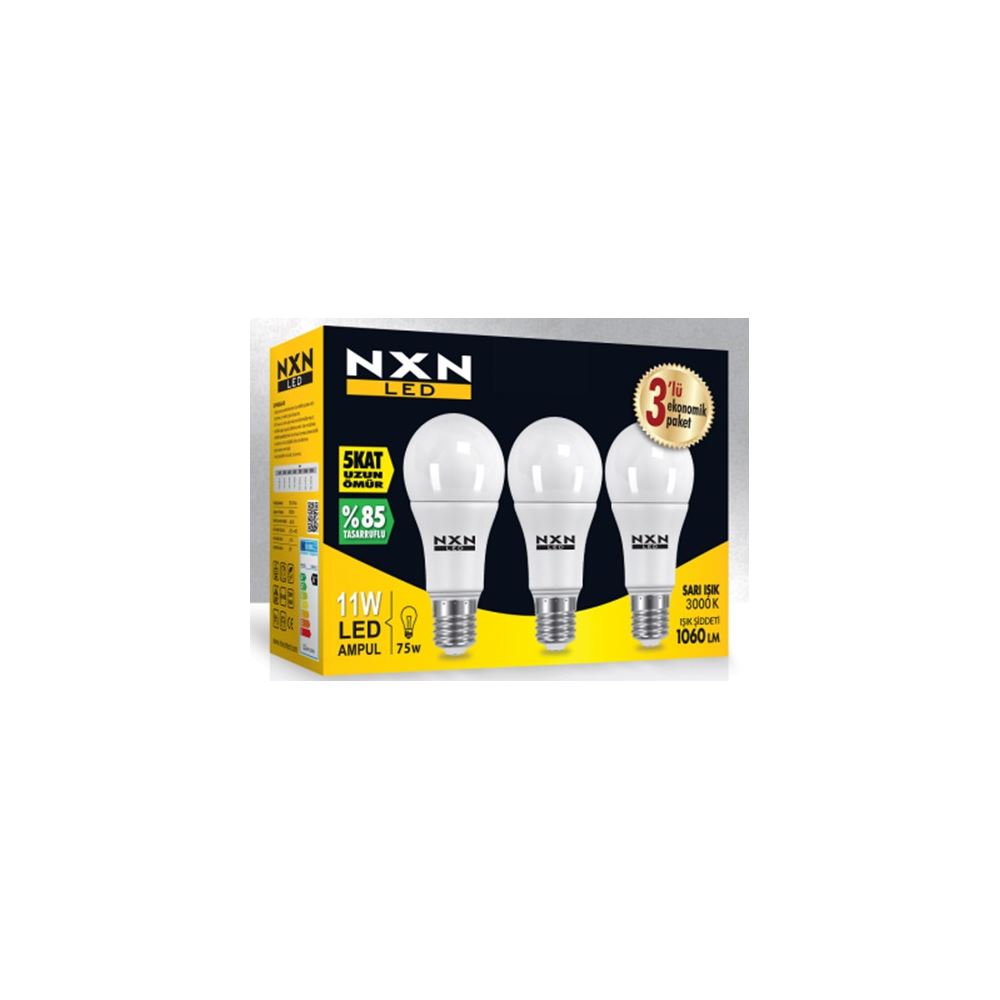nixon 11 watt led ul e27 duylu sarı işık 3 l 252 paket nixon 11 watt led ul e27 duylu sarı işık 3 l 252 paket