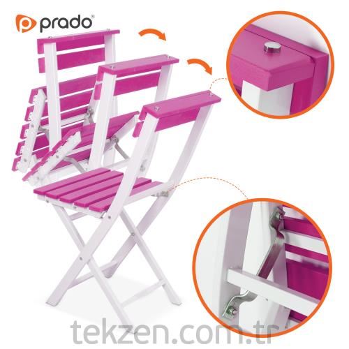 Prado Adaliss Bahçe Balkon Masa Sandalye Takımı Pembe mj56k Tekzen