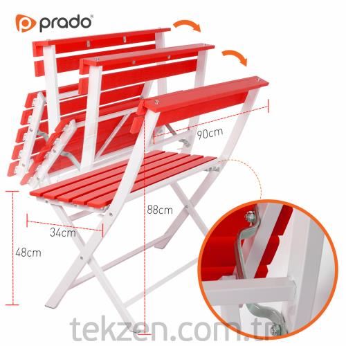 Prado Adaliss Bahçe Balkon Masa Sandalye Takımı Kırmızı mj56k Tekzen