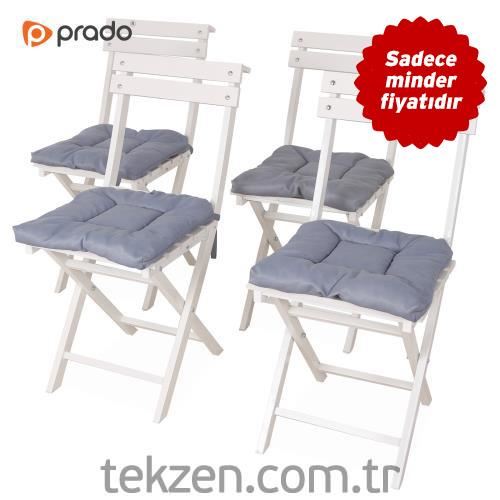 Prado Sandalye Minderi 4 Adet Gri Tekzen Prado Sandalye Minderi 4 Adet Gri Tekzen