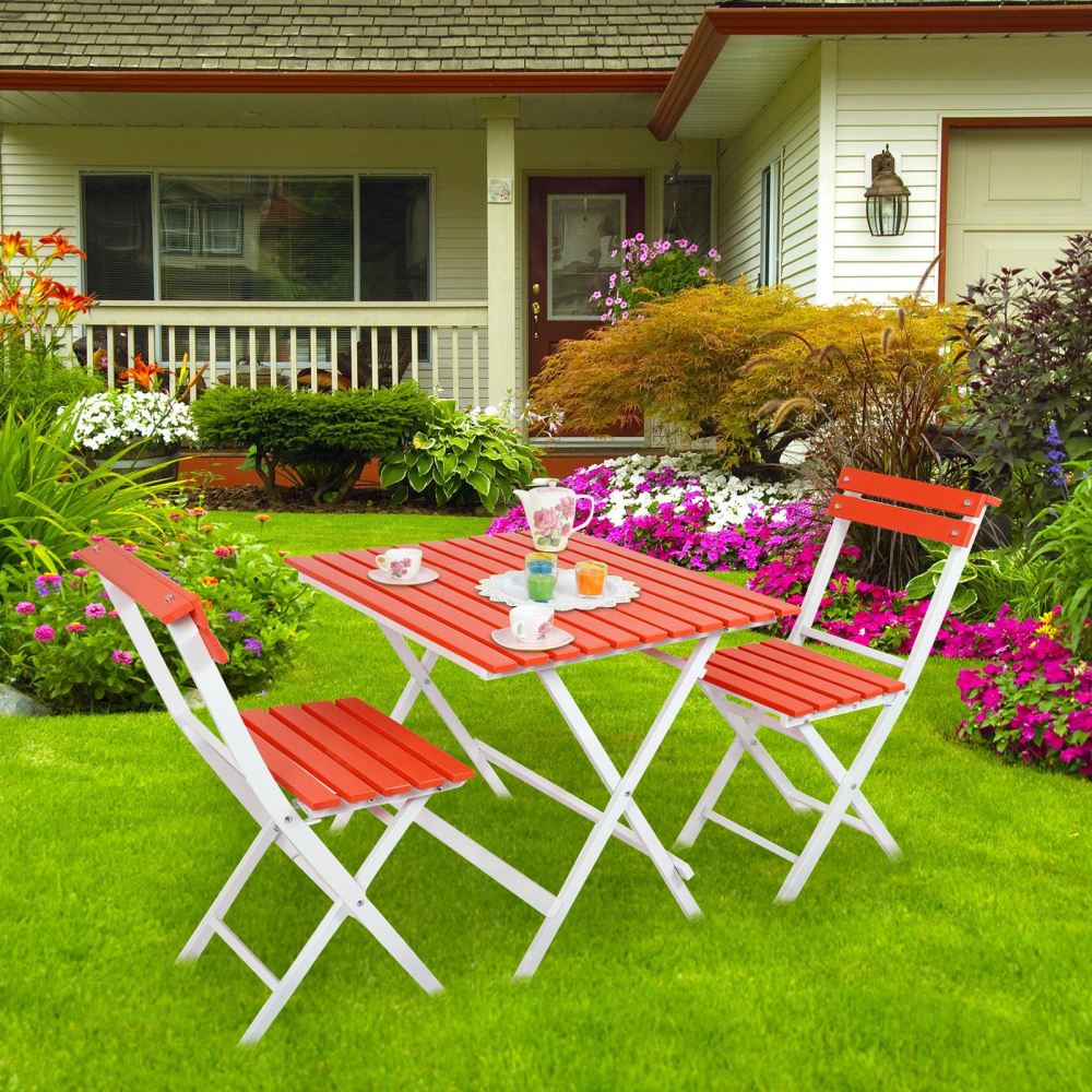 Prado Adaliss Bistro Bahçe Balkon Masa Sandalye Takımı Kırmızı Tekzen