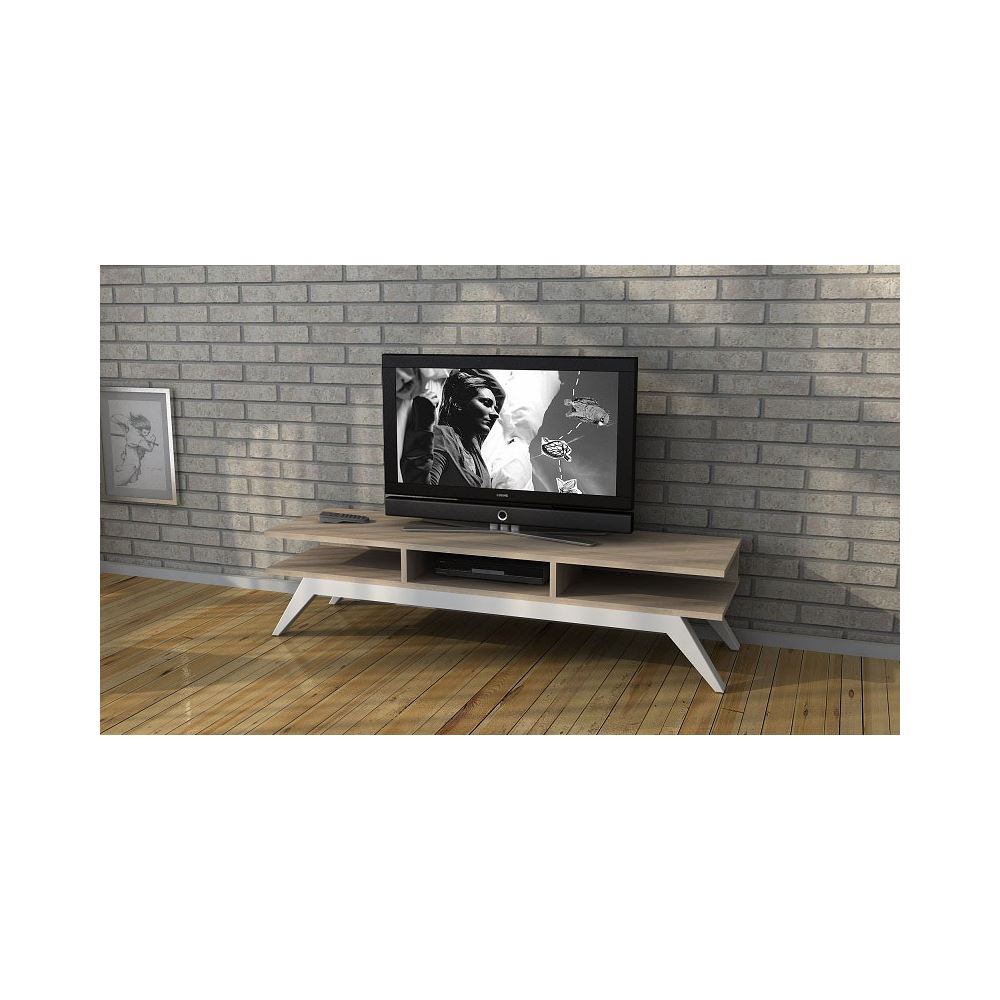 Sanal Mobilya New Retro Tv Sehpası Sonomo Beyaz Tekzen