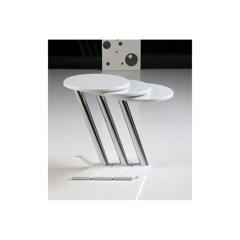 Sanal Mobilya Yuvarlak Zigon Sehpa Beyaz Tekzen