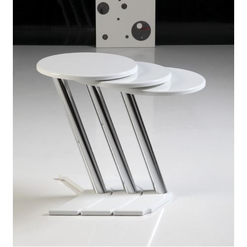 Sanal Mobilya Yuvarlak Zigon Sehpa Beyaz Tekzen