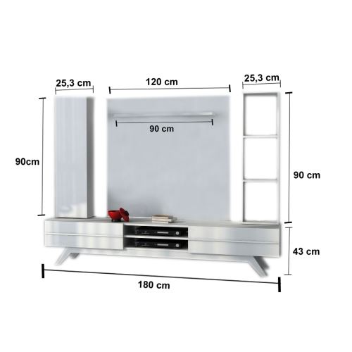 Sanal Mobilya Rüya 123506 Tv Ünitesi Beyaz Tekzen