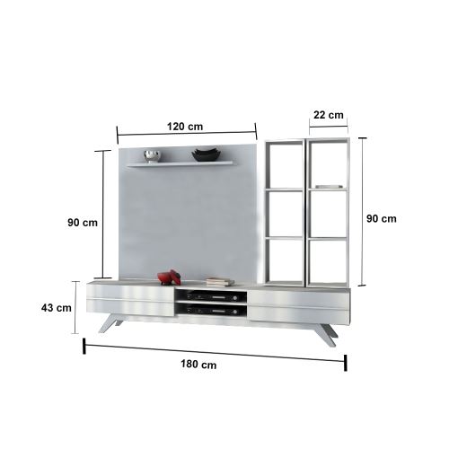 Sanal Mobilya Rüya 125506 Tv Ünitesi Beyaz Tekzen