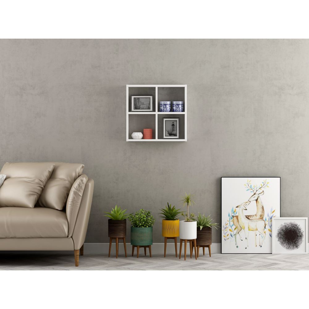 Sanal Mobilya Alfa Duvar Rafı (Parlak Beyaz) Tekzen