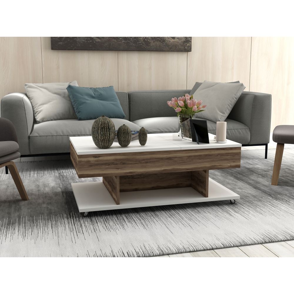 Sanal Mobilya Yeni Nesil Cazibe Orta Sehpa Kasa Ceviz