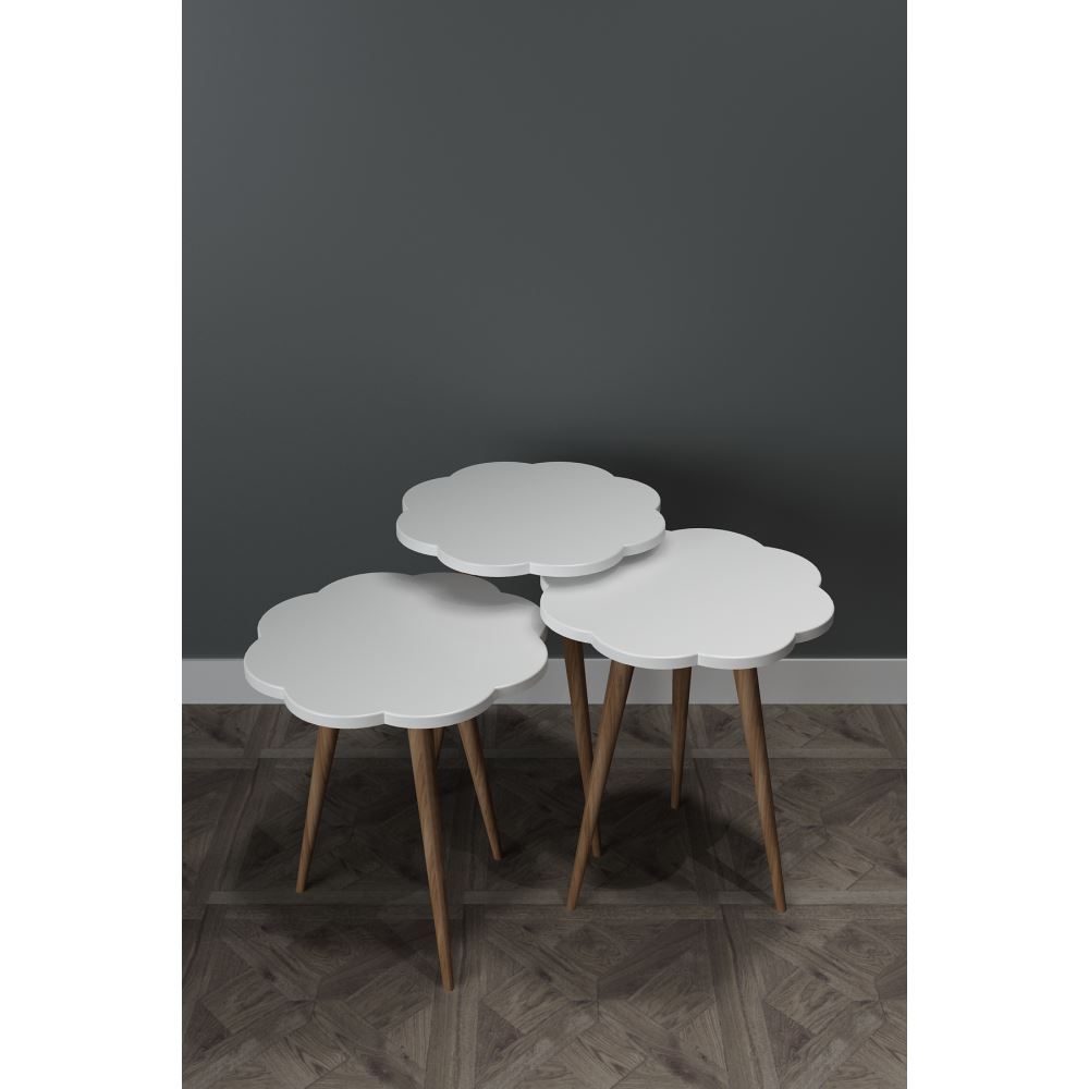 Sanal Mobilya Dolbin Zigon Sehpa Beyaz Tekzen