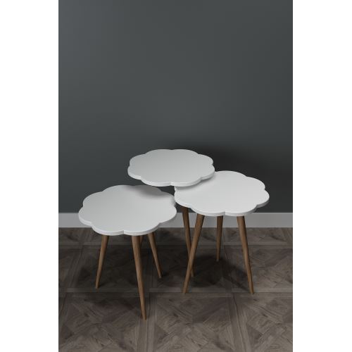 Sanal Mobilya Dolbin Zigon Sehpa Beyaz Tekzen