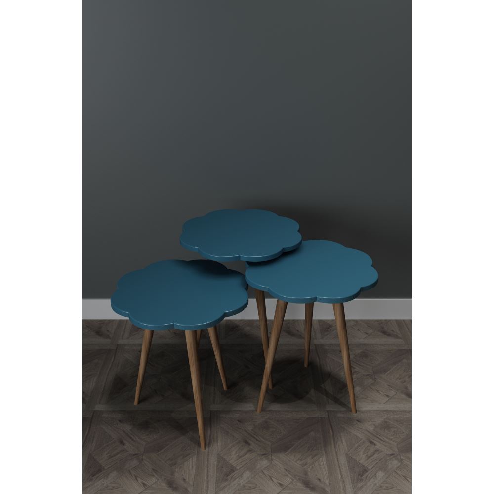 Sanal Mobilya Dolbin Zigon Sehpa Turkuaz Mavi Tekzen