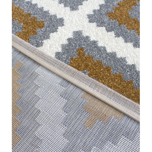 Saray Hal Tilla 012 Mozaik Desen Gold Gri Modern Hal 120x170 Cm 