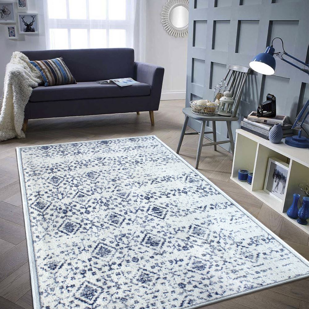 Saray Hal Tilla 036 Sarma k Desen Lacivert Gri Modern Hal 120x170 