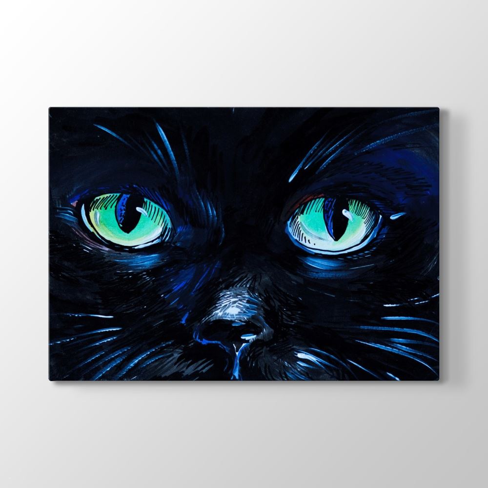 Mavi Kedi Gözleri Tablosu 45x30 cm Tekzen