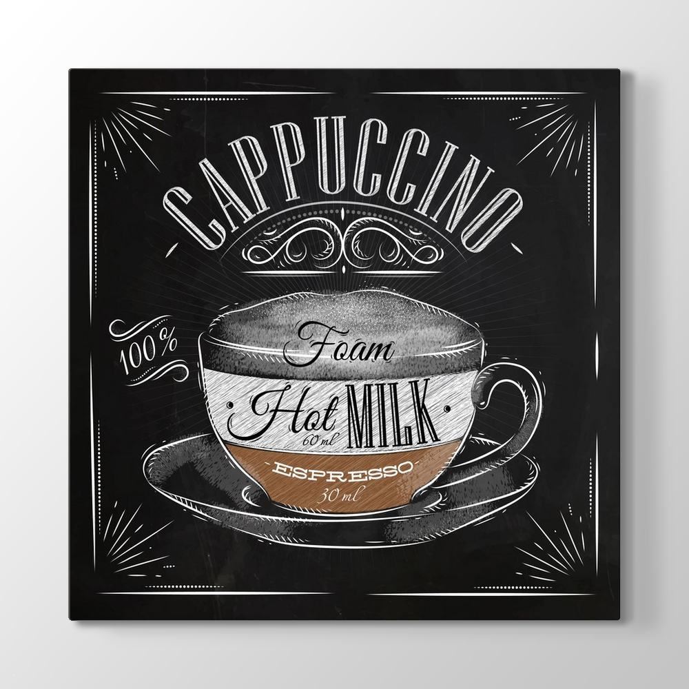 Kapuçino Kahve Tarifi Tablosu 30x30cm Tekzen
