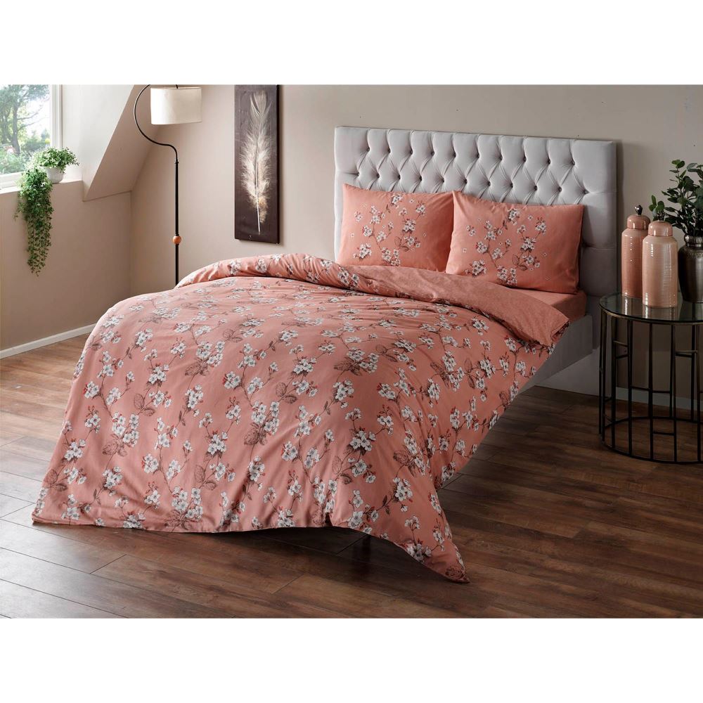 Taç Collins Çift Kişilik Nevresim Takımı Somon Tekzen