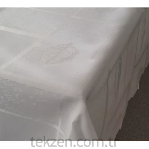 Tekzen Dertsiz Parlak Beyaz Masa Örtüsü 160 cmx160 cm