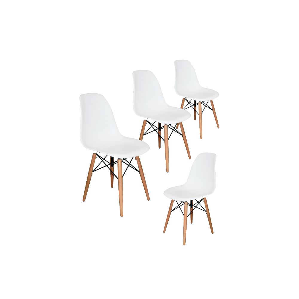 Tekzen Home Eames Sandalye Ahşap Ayaklı Beyaz 4 Adet Tekzen