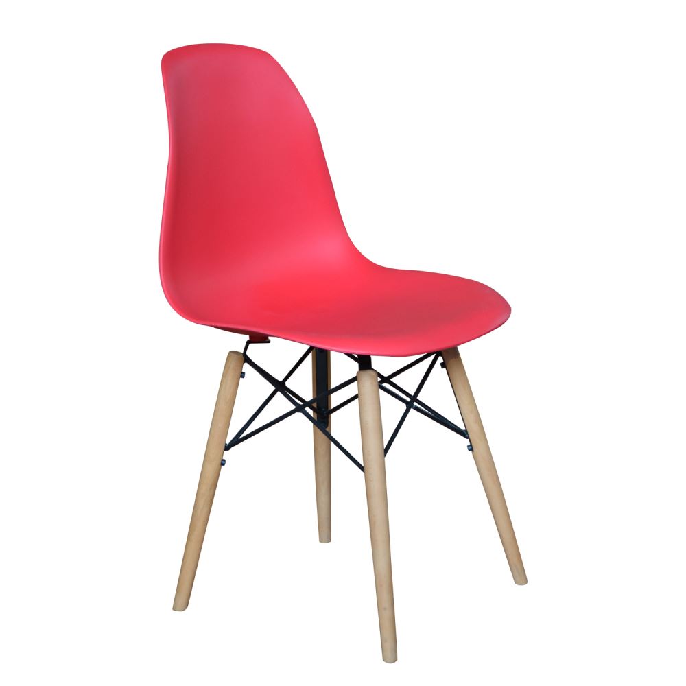 Tekzen Home Eames Sandalye Ahşap Ayaklı Kırmızı 1 Adet Tekzen